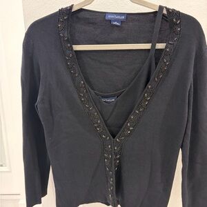 Ann Taylor Black Embellished Cardigan